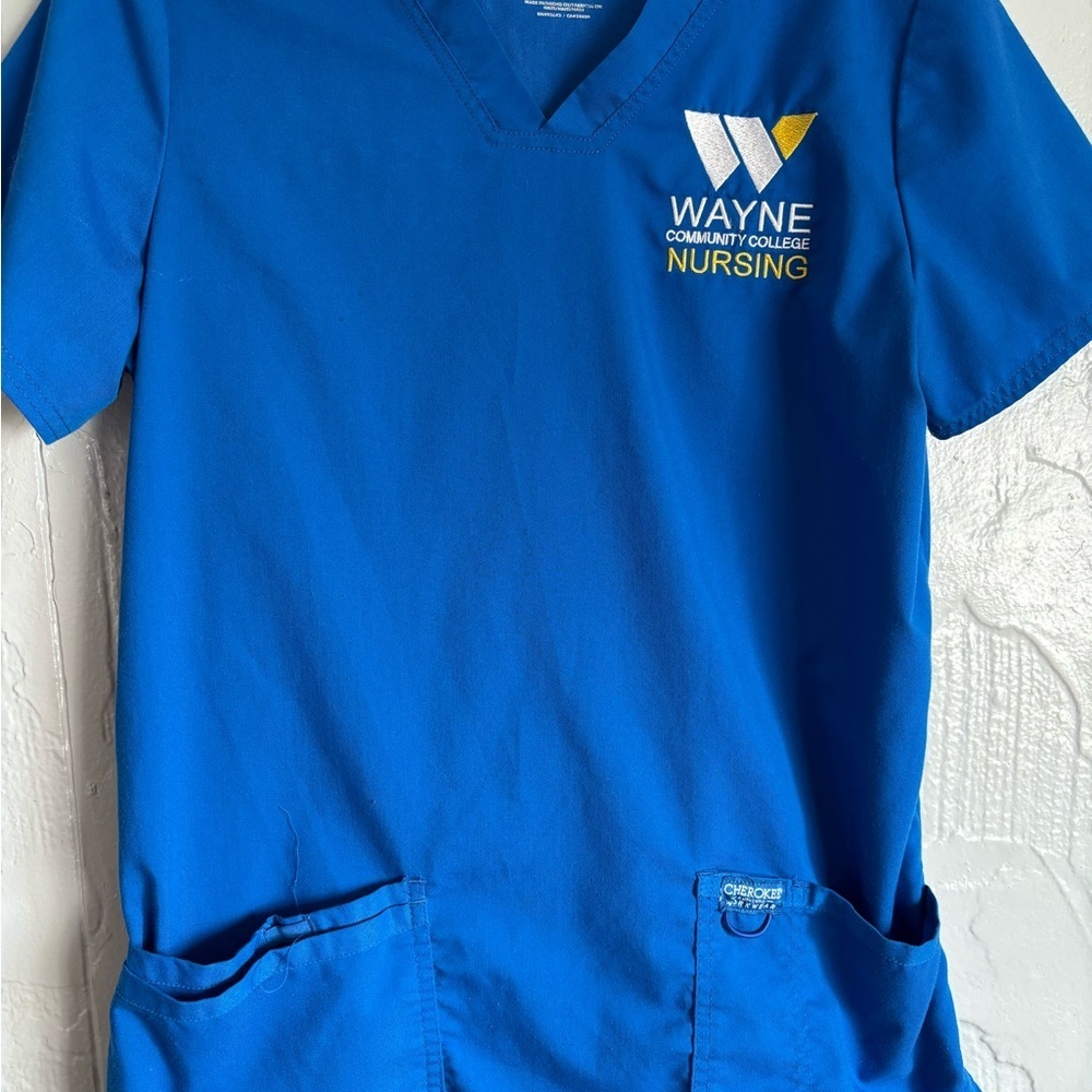 Cherokee Blue V-Neck Scrub Top
